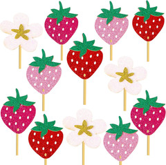 Strawberry Centerpiece Sticks Glitter Strawberry Party Decorations 12Pcs Centerp