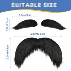 Black Fake Mustache and Eyebrows Set, Self Adhesive Fake Beard, Novelty Reali…