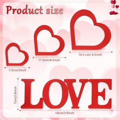 7 PCS Valentines Day Decor Table Centerpiece Red Love Wood Heart Sign