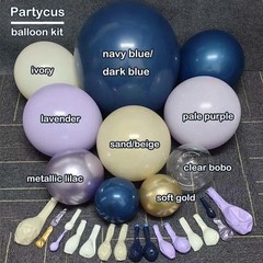 Navy Blue Purple Balloon Arch Double Dark Blue Pastel Lavender White Sand Ivo…