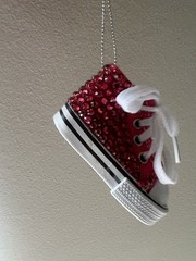 Retro Baby Converse Shoe Ornament Bedazzled Faux Gems Rhinestone 70s 80s Gift
