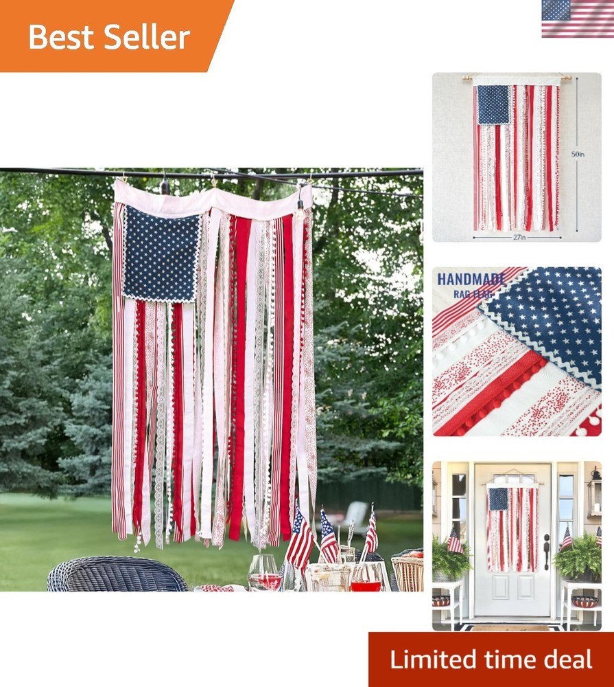 Handmade 4 x 2.3 Ft Rugged American Flag Banner for Indoor/Outdoor Celebrations