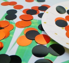 1 Inch Orange Black Confetti Circle Dot Metallic Sequins Halloween Table Top