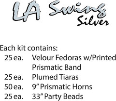 LA Swing Silver Assortment for 50 People – New Year’S Eve Party Kit with Velour