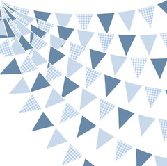 Dusty Blue Gingham Triangle Banner – Nautical Party Decor for Weddings & Showers
