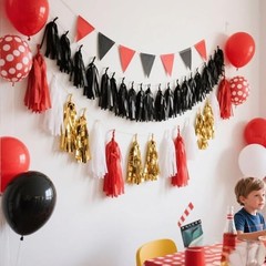 Paper Tassel, 20 Pack, Party Decorations for 20 Pcs Red Black White Gold