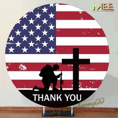 Round Backdrop Cover 4th of July Memorial Day Party Photo Background Decorations