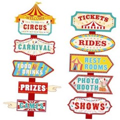 20 Pcs Carnival Party Decorations Party Signs Welcome to The Directional Circus