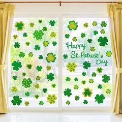 4 Sheet St. Patrick’s Day Window Clings Glitter Green Shamrock Window Decals Dou
