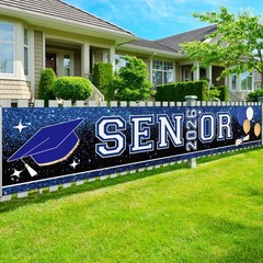 Senior 2026 Blue and White Graduation Party Decorations Larger Banner Yard Sign