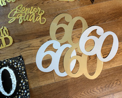 60th BIRTHDAY DECORATIONS – Black/Gold/Silver – 12 Pieces