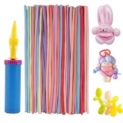 100 Pcs Long Balloons for Balloon Animals with 1 Hand Balloon Pump,Magic Long…