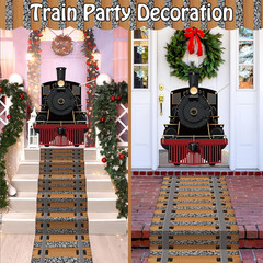 Train Party Decoration Train Hanging Banner Railroad Track Aisle Polyester Fabri