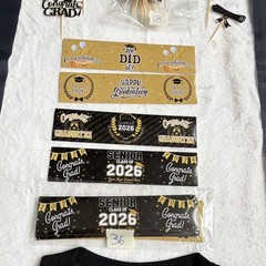 2026 Graduation Hanging Banner Set Black Gold White Congrats Grad Class of 2026
