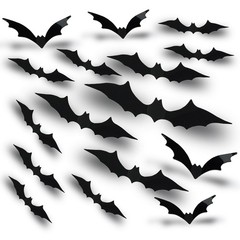 FEILIBAY 60 Pieces Halloween Bats Decoration, 4 Size 3D Multi Size, Black