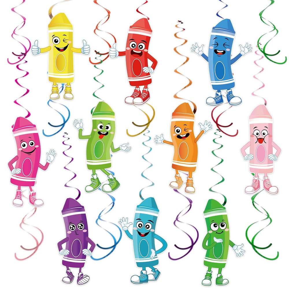 50 Pcs Colorful Crayon Hanging Decorations for Back to School Classroom Parties