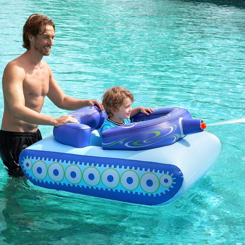 Inflatable Tank Pool Float Kids Water Gun Summer Swim Toy Battle Fun Durable 44I