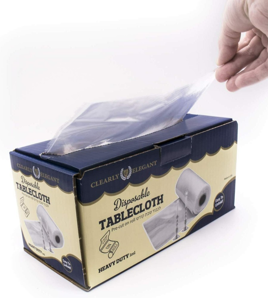 ClearlyElegant: Heavy 1-2 Mil Clear Plastic Party/Dining Pre Cut Tablecloth Roll