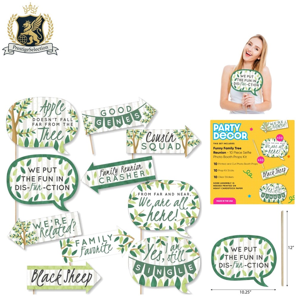 10-Piece Family Photo Booth Props Kit for Unforgettable Reunion Memories