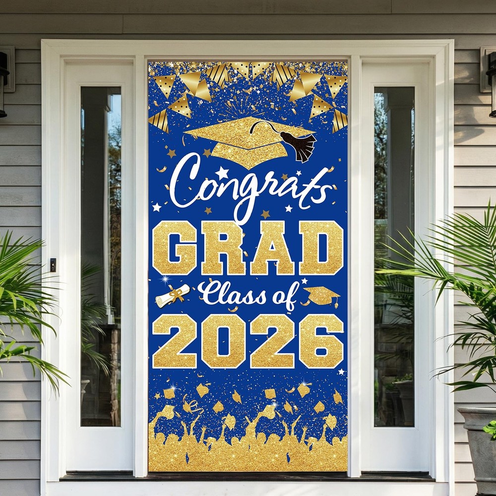2026 Graduation Party Decorations – Blue Gold Congrats Grad Class of 2026 Ban…