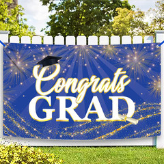 Graduation Decorations 2026 Congrats Grad Banner – 72X44 Inch, Blue Graduation B