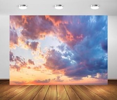 8x6ft Fabric Sunset Sky Clouds Backdrop Bright Sky Sunset Scenery Cloudy 8x6FT