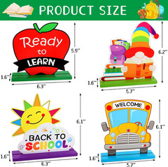 4 Pcs Back to School Decorations First Day of School Decorations Wooden Table Si