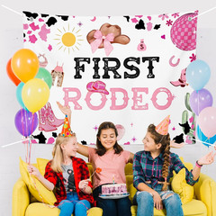 Cowboy 1St Birthday Backdrop Banner Decorations for Girls Western Cowgirl Birthd