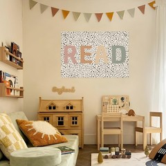 Boho Classroom Decor, Neutral Classroom Read Sign Banner, Trendy Black Dots C…
