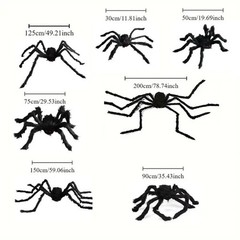 Halloween Giant Plush Spider Decoration–Large Black Horror Party Prop 30cm-200cm