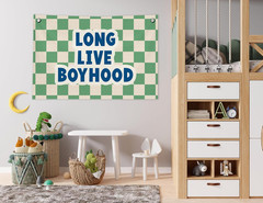 Toddler Boy Room Decor,Long Live Boyhood Banner,Nursery Playroom Wall Decor for
