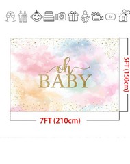 Mocsicka Rainbow Oh Baby Backdrop Colorful Cloud Pastel Rainbow Golden Dot Girl