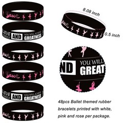 48 Pieces Ballet Party Wristbands Rubber Bracelets – Ballet Dance Birthday Pa…