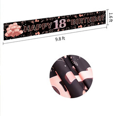 18th Birthday Decorations for Girls, Happy 18th Birthday Banner Rose Gold and Bl