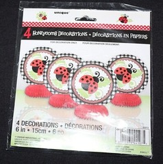 Unique Red Ladybug Honeycomb Decorations – 4 Ct