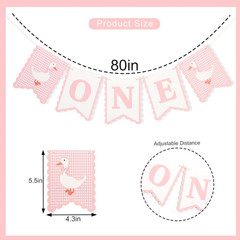One Silly Goose First High Chair Banner – Pink Gingham One Silly Goose 1St Birth