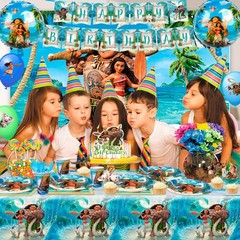 115 Pcs Moana Party Decorations and Tableware Set Tablecloth Backdrop Banner