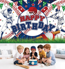 Baseball Birthday Party Backdrop Baseball Themed Happy Birthday Banner Photograp
