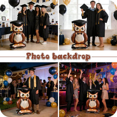 Class of 2026 Graduation Balloon, Large Size Standing Owl Foil Balloon, Self Sta