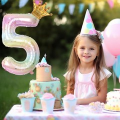 Stars Rainbow Gradient Number 4 Balloon,40 Inch Giant Number 4 Balloon & Mini…