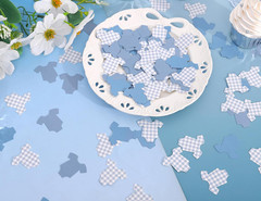 Blue Bodysuit Confetti – Blue Gingham Baby Shower Confetti,Baby Shower Decoratio