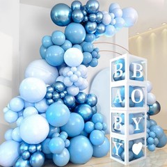 DataMoon Baby Shower Decorations for Boy – Navy Blue Baby Blue Different Size…