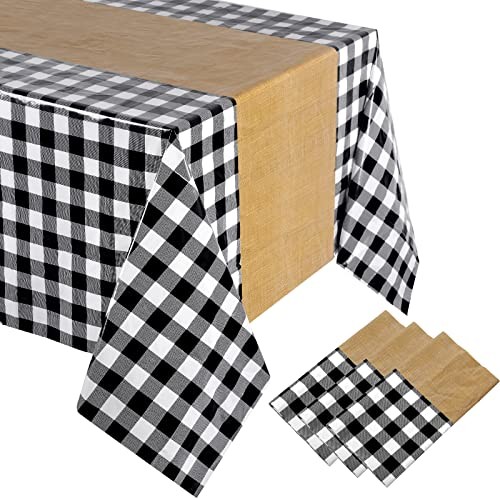 54 x 108 Inch Cowboy Tablecloth Cow Table Runner Table Cover Plaid Rectangular