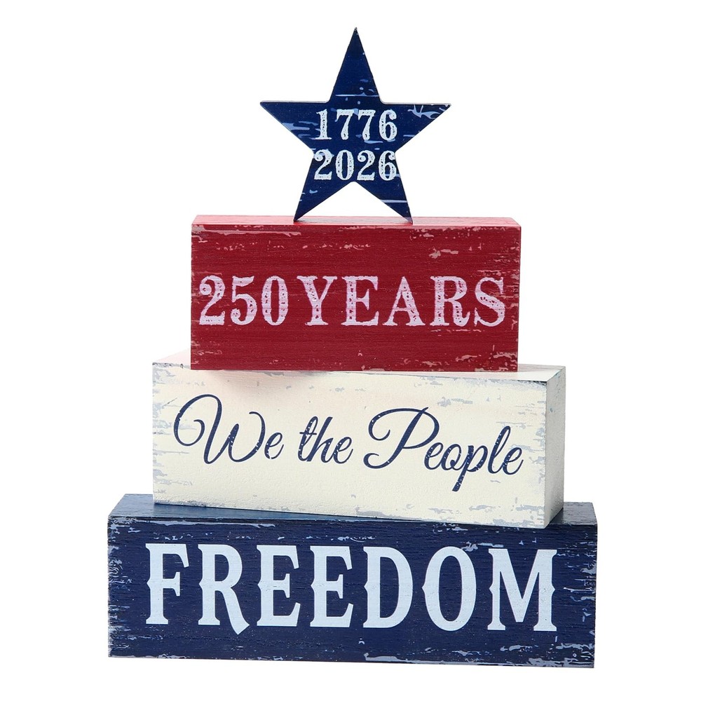 4 Pcs 250 Years American Anniversary Tabletop Decorations Red White Blue Star…