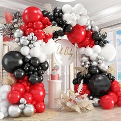 412Pcs Red Black and White Balloon Garland Arch Kit,18 12 10 5 Inch Different…