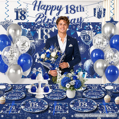 18Th Birthday Decorations for Boys, All-In-One Happy 18 Year Old Birthday Party