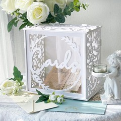 OurWarm Wedding Card Box for Reception, PVC Gift Holder PVC, White