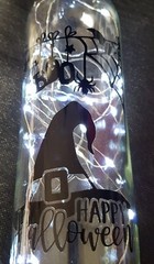 Halloween Light Up Bottle Home Decoration White Wire Lights Witch Hat Decal Boo