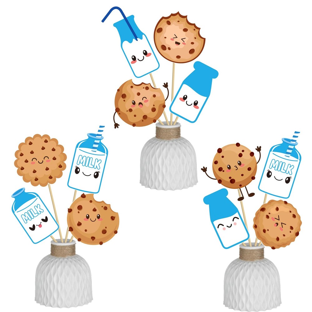 20 PCS Milk and Cookies Birthday Centerpiece Sticks Table Decorations