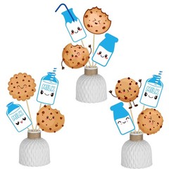 20 PCS Milk and Cookies Birthday Centerpiece Sticks Table Decorations